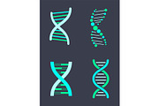 DNA Chain Variations of Bright Turquoise Color Set