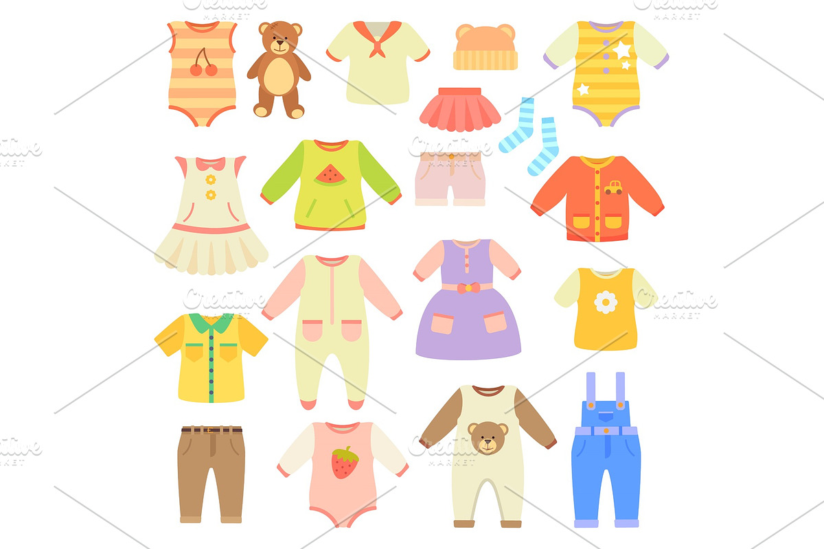 Stylish Baby Clothes Collection for Boys and Girls in Illustrations - product preview 8