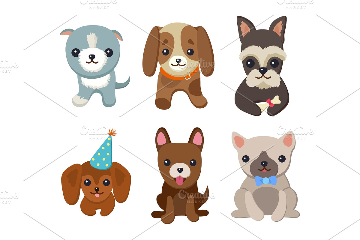 Dogs and Puppies Set Poster Vector Illustration in Illustrations - product preview 8