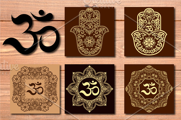 Set of patterns with mantra OM in Objects - product preview 4