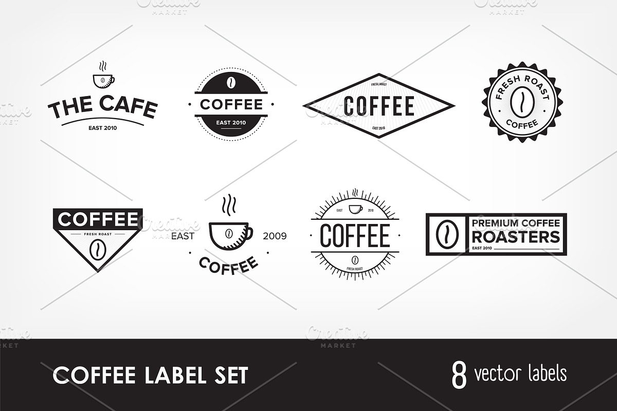 Set of coffee labels in Objects - product preview 8