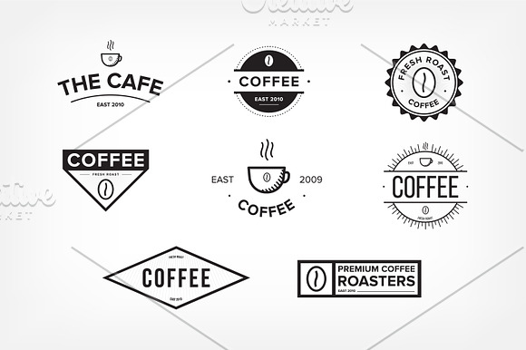 Set of coffee labels in Objects - product preview 1