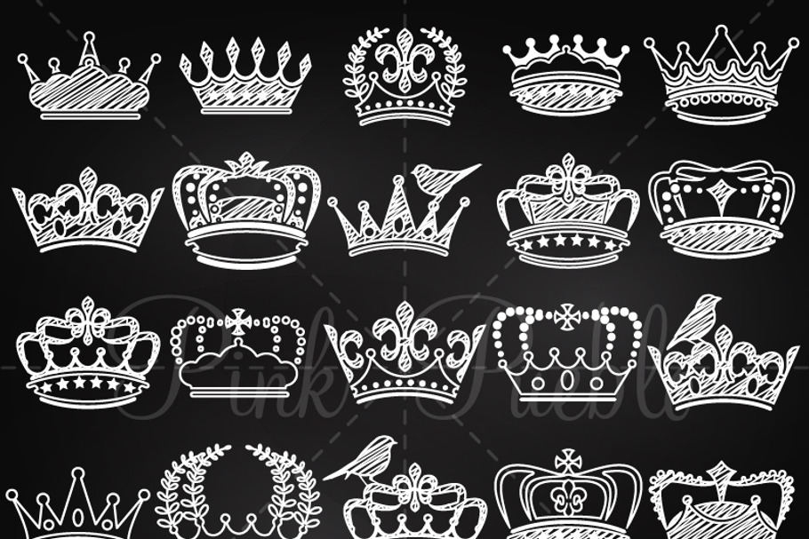 Chalkboard Crowns Clip Art & Vectors