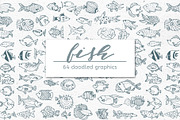 Doodled Fish – Set of 64 Graphics