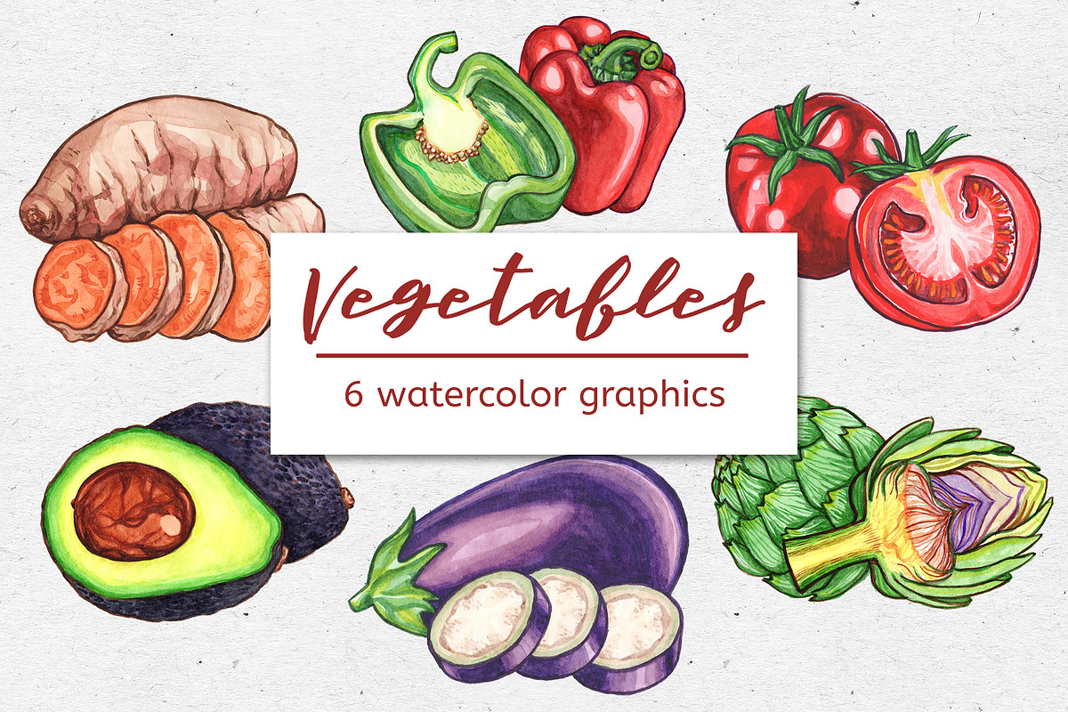 Watercolor Vegetables in Objects - product preview 8