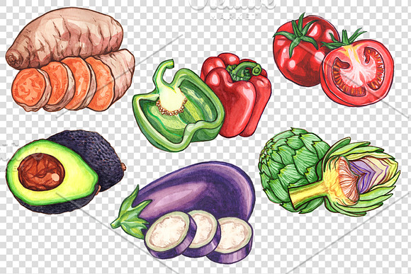 Watercolor Vegetables in Objects - product preview 1