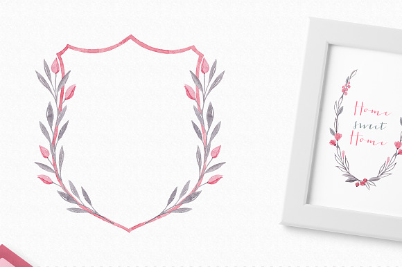 Watercolour Floral Wreaths Fleur Ami in Illustrations - product preview 1