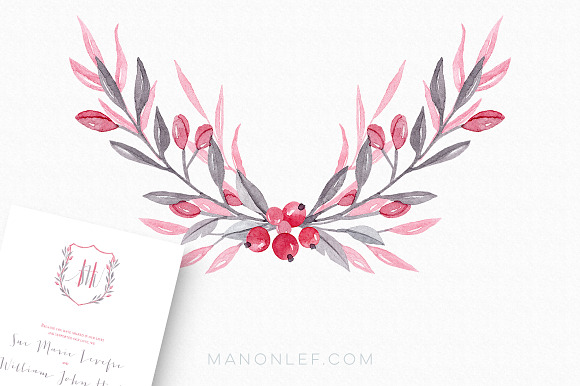 Watercolour Floral Wreaths Fleur Ami in Illustrations - product preview 5
