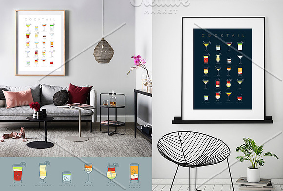 Cocktails Flat Posters in Illustrations - product preview 1