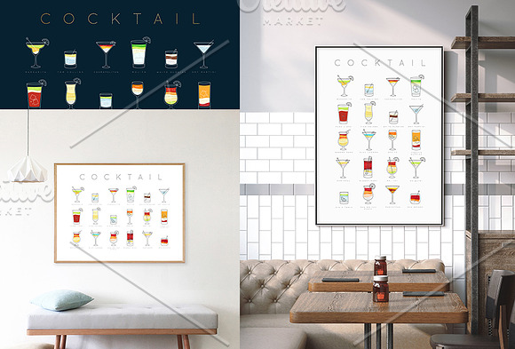 Cocktails Flat Posters in Illustrations - product preview 3