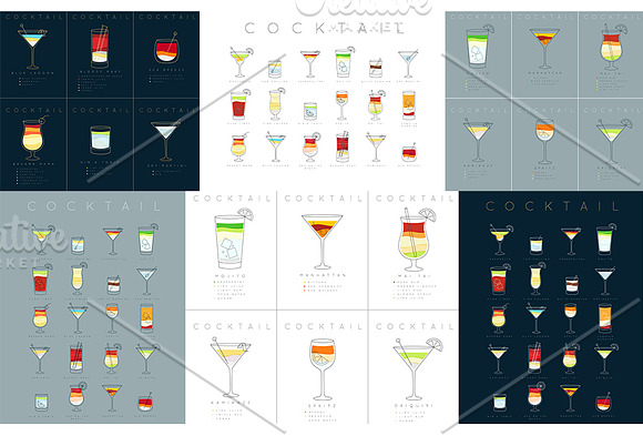 Cocktails Flat Posters in Illustrations - product preview 5