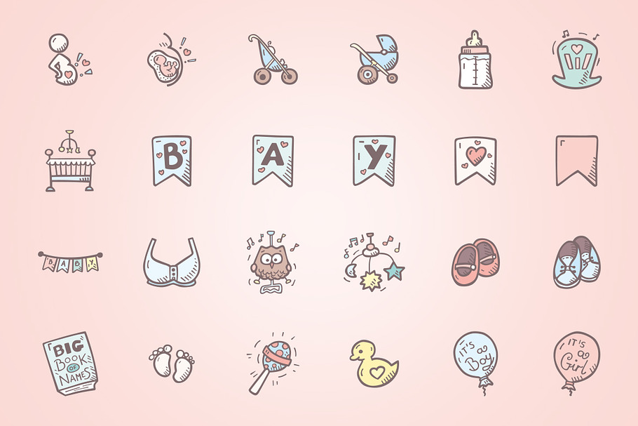 Baby Shower - Hand Drawn Icons