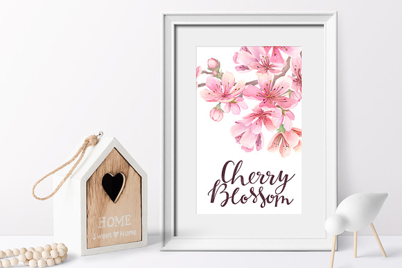 Cherry Blossom Watercolor in Illustrations - product preview 4