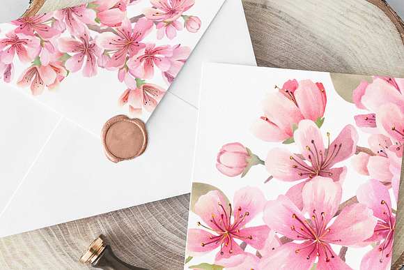 Cherry Blossom Watercolor in Illustrations - product preview 5