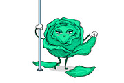 Cabbage pole dancer pop art vector illustration