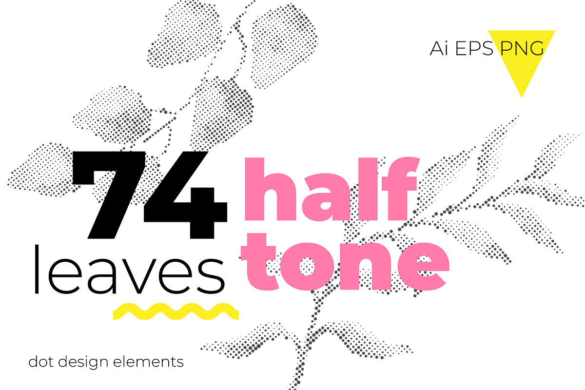 74 Halftone leaves in Objects - product preview 8