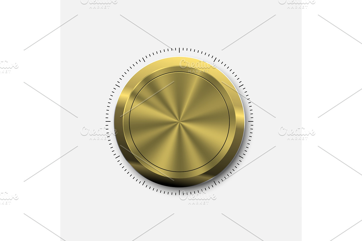 Dial Knob. Realistic Gold Button in Objects - product preview 8