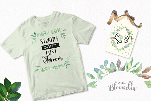 Leaf Frames Watercolor Green Foliage in Illustrations - product preview 3