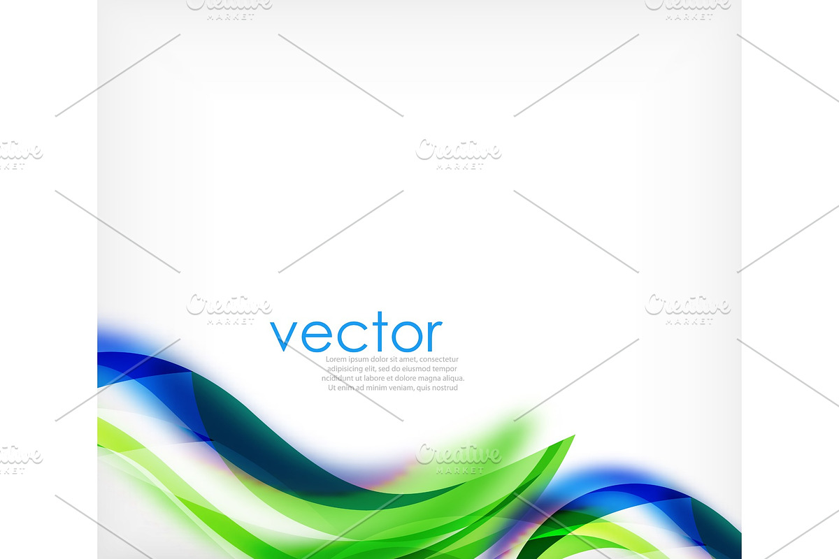 Vector colorful wavy stripe on white background with blurred effects. Vector digital techno abstract background in Illustrations - product preview 8