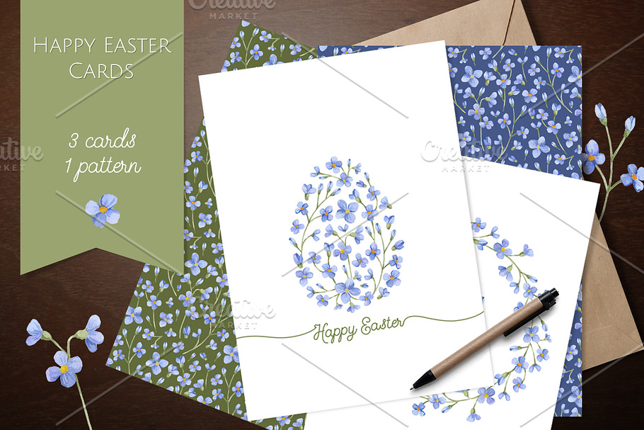 Happy Easter Cards watercolor in Card Templates - product preview 8