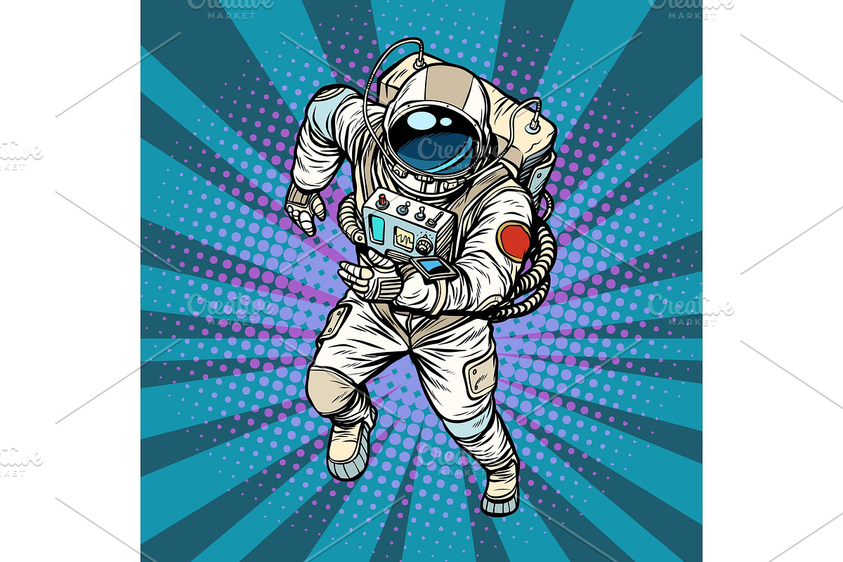 astronaut runs, the hero of space in Illustrations - product preview 8
