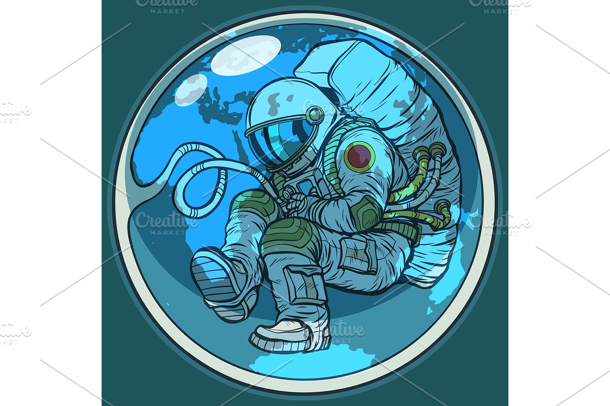 Newborn astronaut and planet earth. Humanity nature environment  in Illustrations - product preview 8