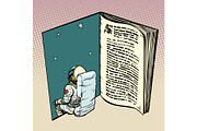 Book and astronaut, science fiction