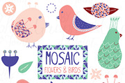 Mosaic Birds & Flowers - Graphic Set