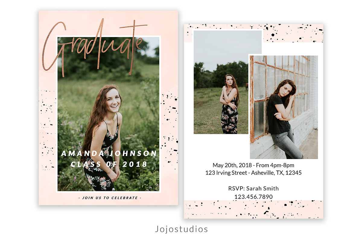 Rose Gold Graduation Invitation in Card Templates - product preview 8