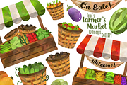 Watercolor Farmer's Market Clipart