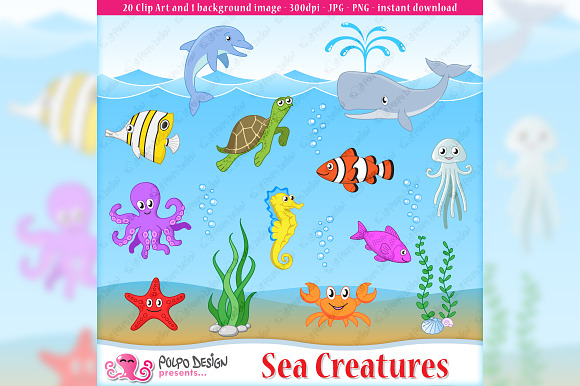 Sea Creatures clip art in Objects - product preview 1