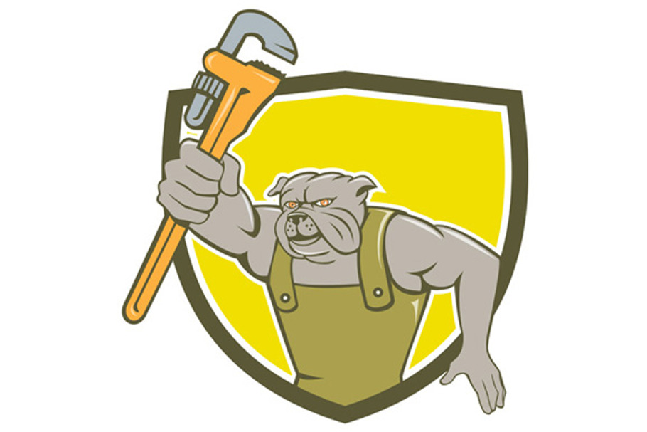 Bulldog Plumber Monkey Wrench Shield in Illustrations - product preview 8