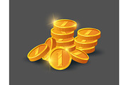 Pile of shiny golden coins icon