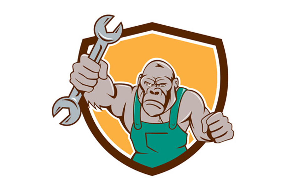 Angry Gorilla Mechanic Spanner Shiel in Illustrations - product preview 8