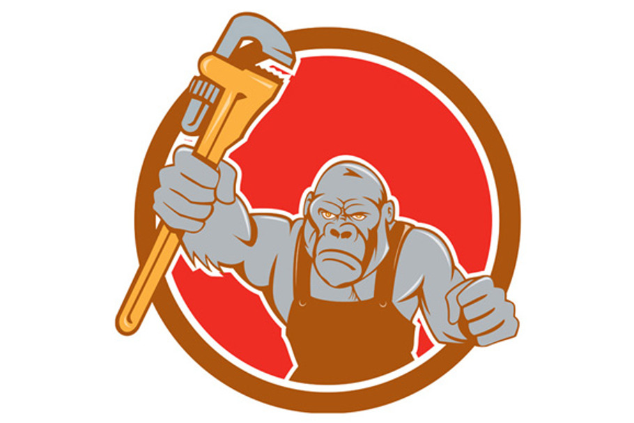 Angry Gorilla Plumber Monkey Wrench in Illustrations - product preview 8