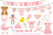 Pink Baby Clipart Set