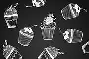pattern with cupcakes, vector 