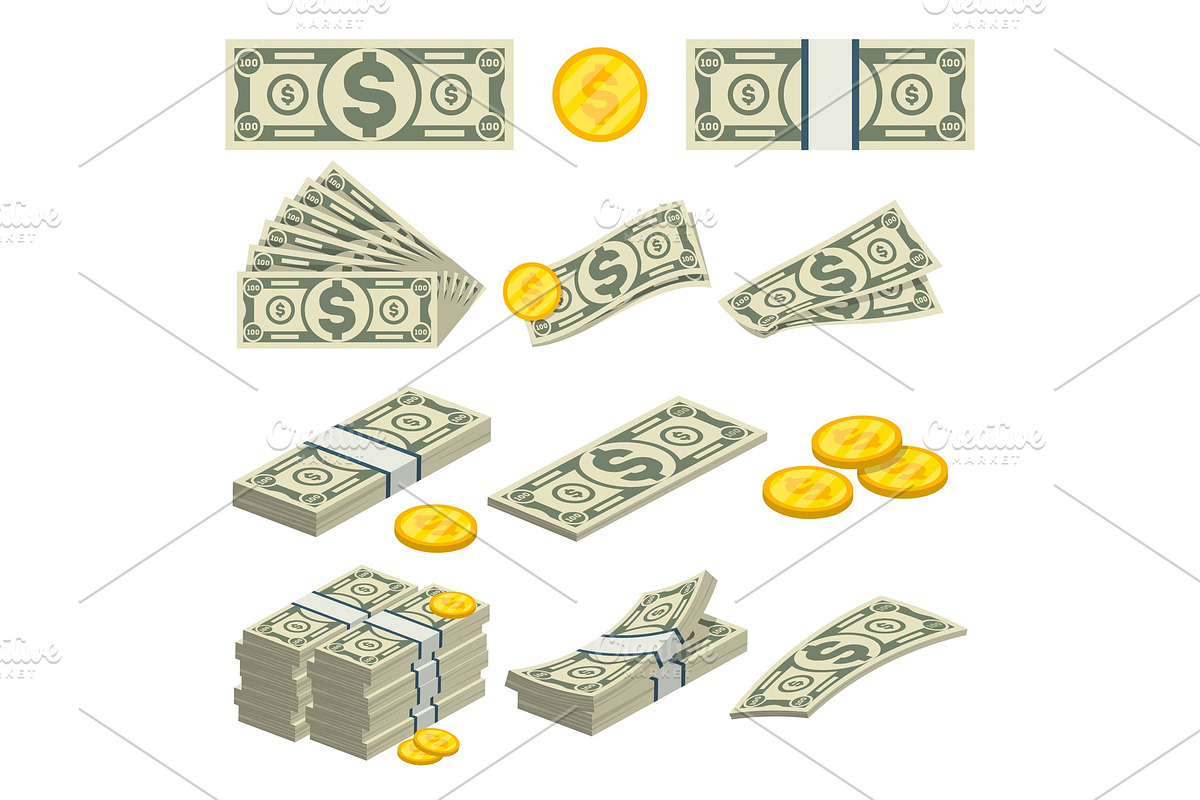 Money icons set in cartoon style in Illustrations - product preview 8