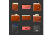 Various leather purses and wallets set