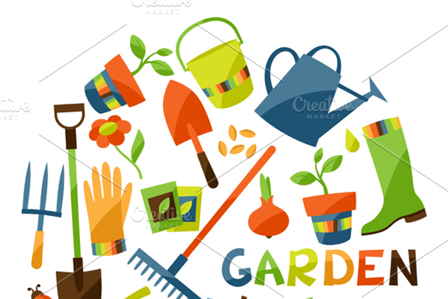Backgrounds with garden elements. in Illustrations - product preview 8