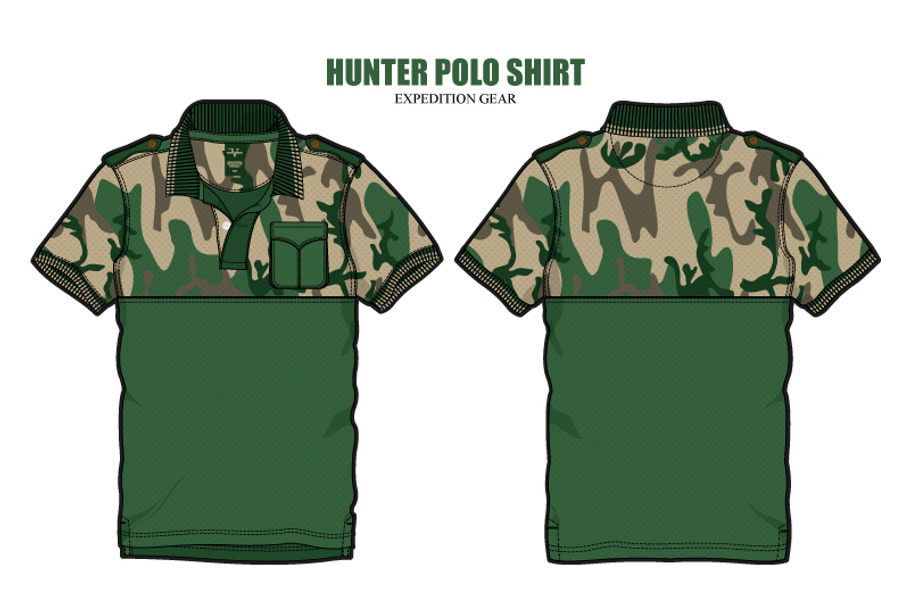 Men Hunter Polo Shirt Vector Apparel in Illustrations - product preview 8