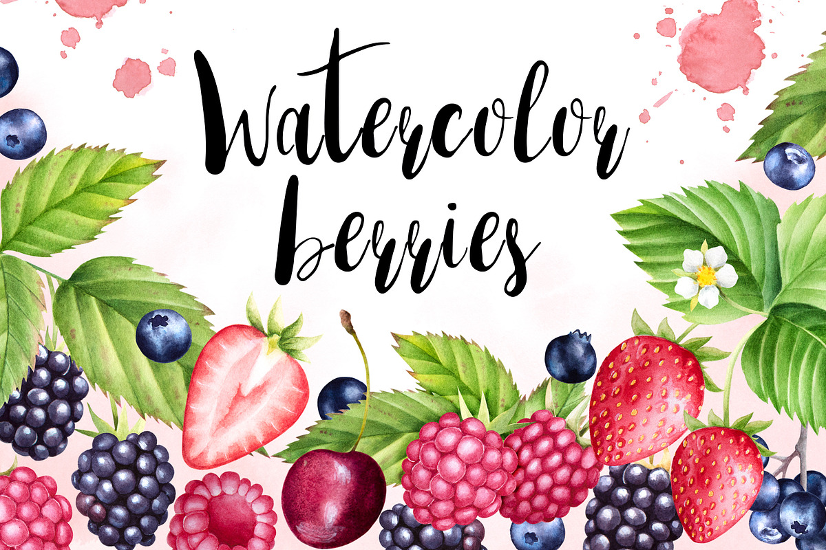 Watercolor berries collection in Illustrations - product preview 8