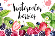 Watercolor berries collection
