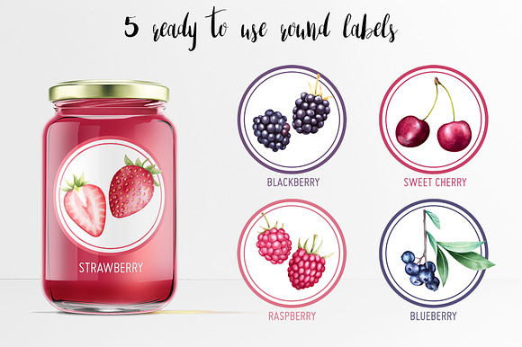Watercolor berries collection in Illustrations - product preview 3