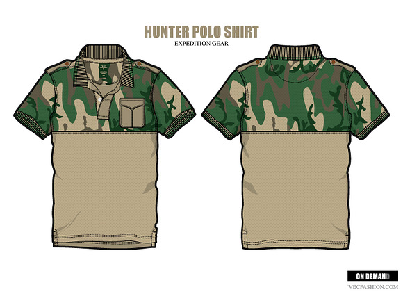 Men Hunter Polo Shirt Vector Apparel in Illustrations - product preview 1