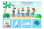 Business Conference Seaside Vector Illustration