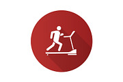 Treadmill flat design long shadow glyph icon