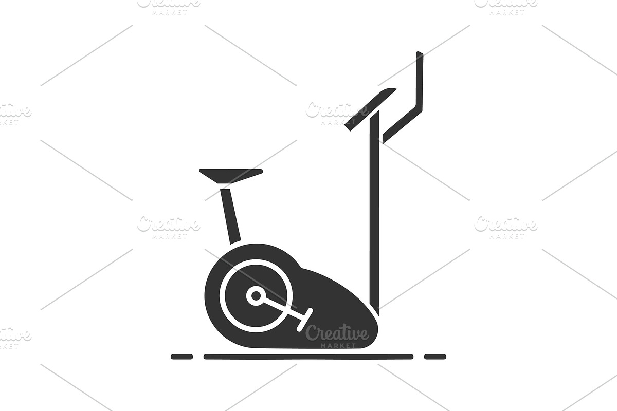 Exercise bike glyph icon in Icons - product preview 8