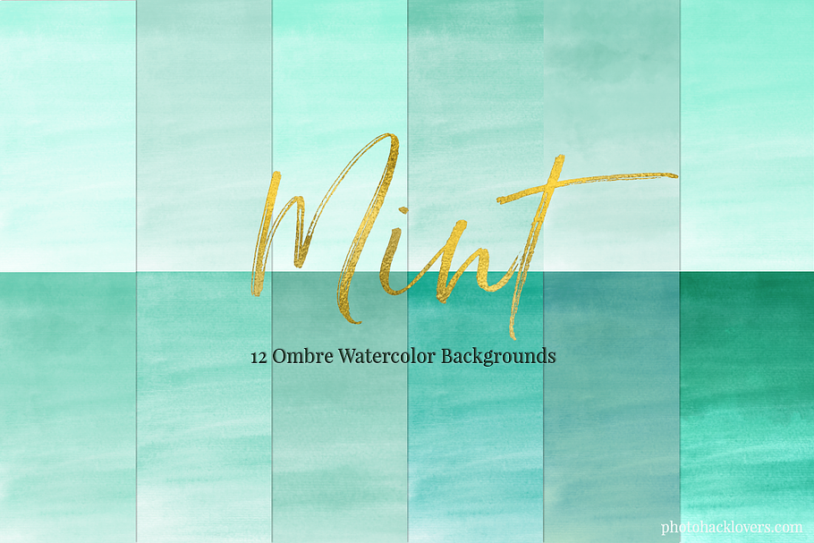 MINT WATERCOLOR OMBRE PAPER in Textures - product preview 8