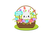 Easter rabbit in flower basket